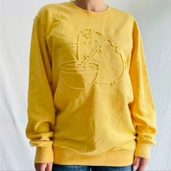 Pusheen The Cat long sleeve yellow Sweatshirt Chef Mixing Graphic Med. - Picture 1 of 8